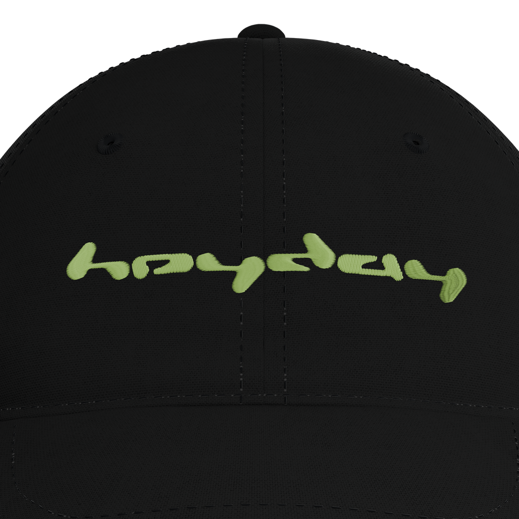 Heyday Logo Black Cap – embroidery detail