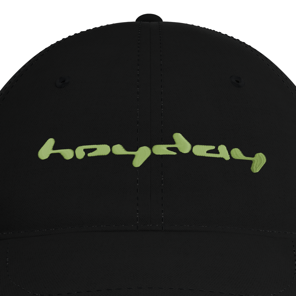 Heyday Logo Black Cap – embroidery detail