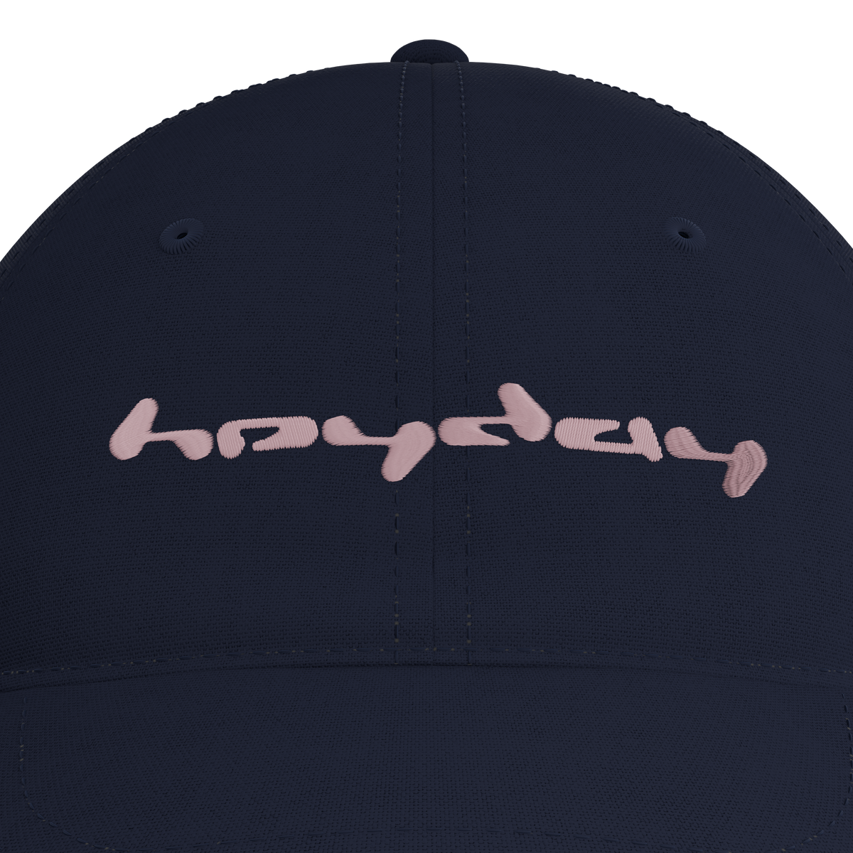 Heyday Logo Midnight Blue Cap – embroidery detail