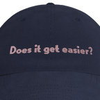 Lost in Translation – "Does It Get Easier?" Corduroy Cap – embroidery detail