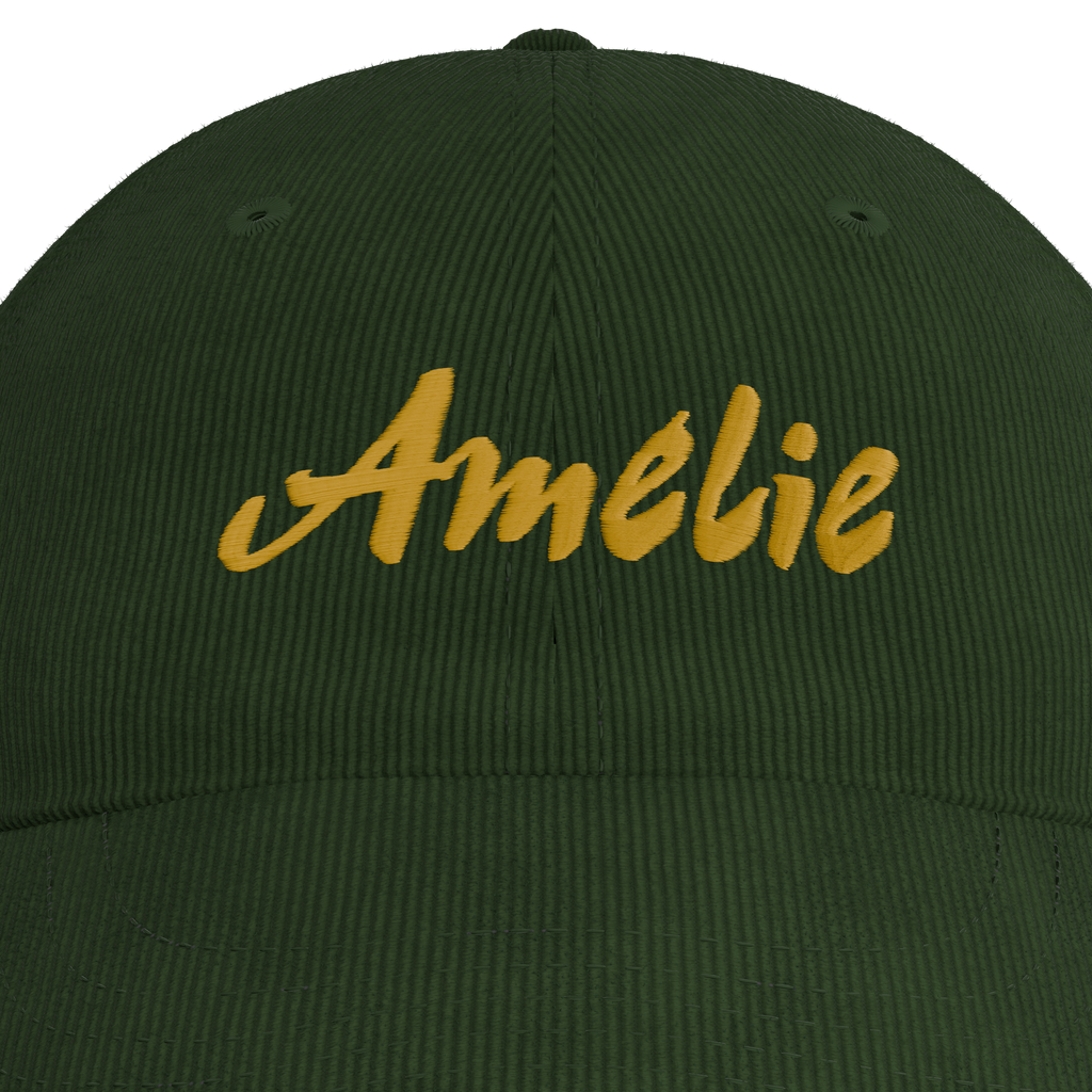 Amélie Corduroy Cap – embroidery detail