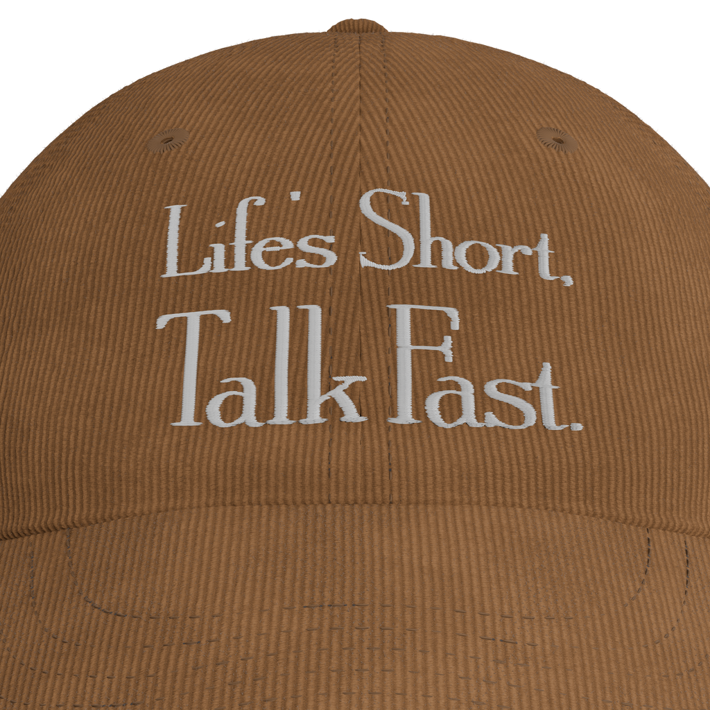 Gilmore Girls – Life's Short Talk Fast Corduroy Cap – embroidery detail