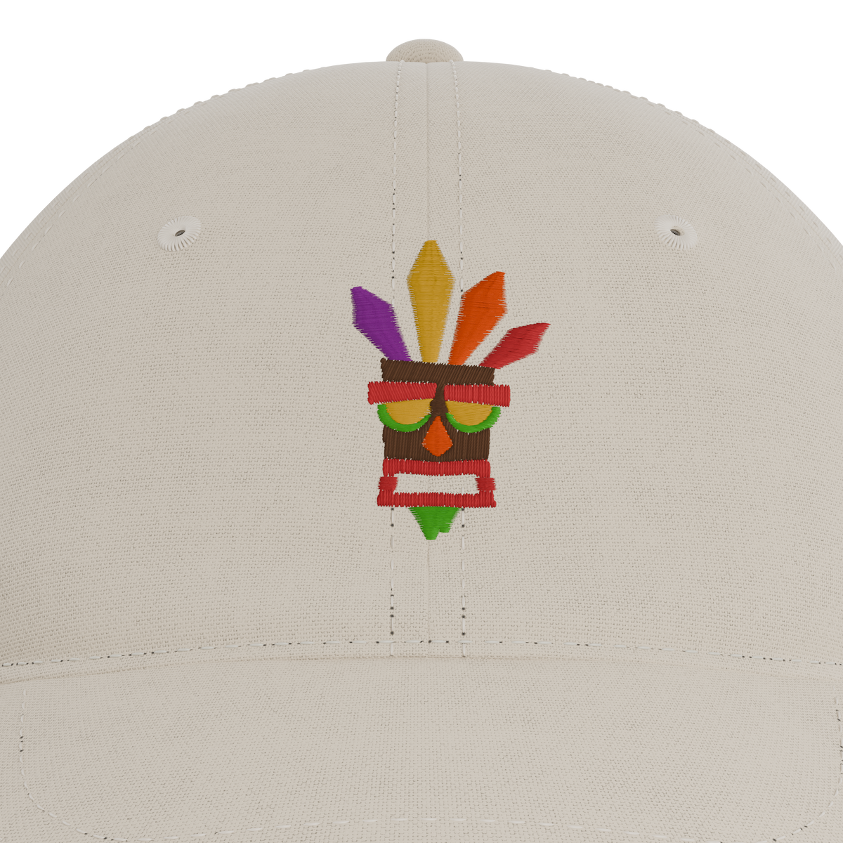 Crash Bandicoot Aku Aku Cap – embroidery detail