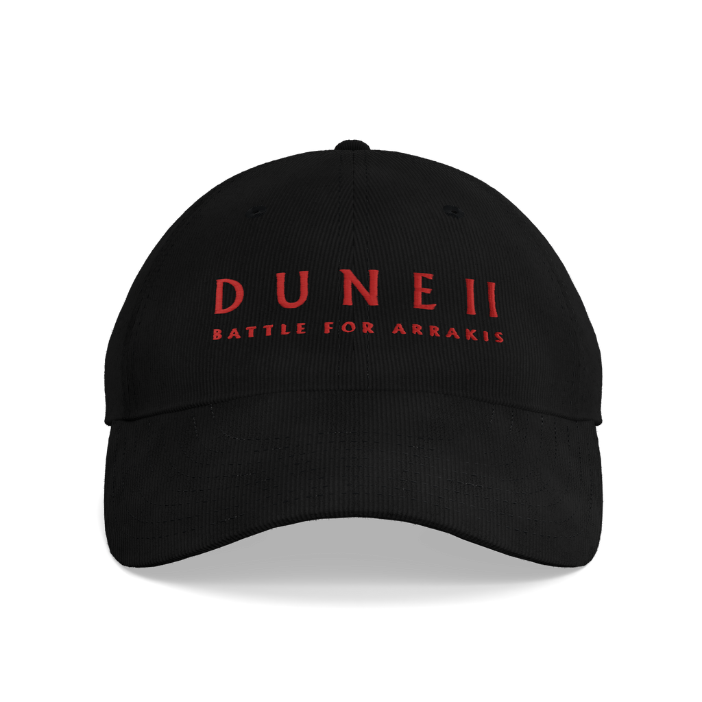 Dune II Battle for Arrakis Black Corduroy Cap – front view