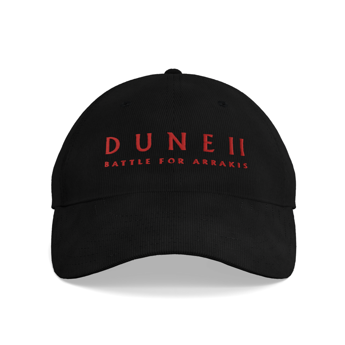 Dune II Battle for Arrakis Black Corduroy Cap – front view