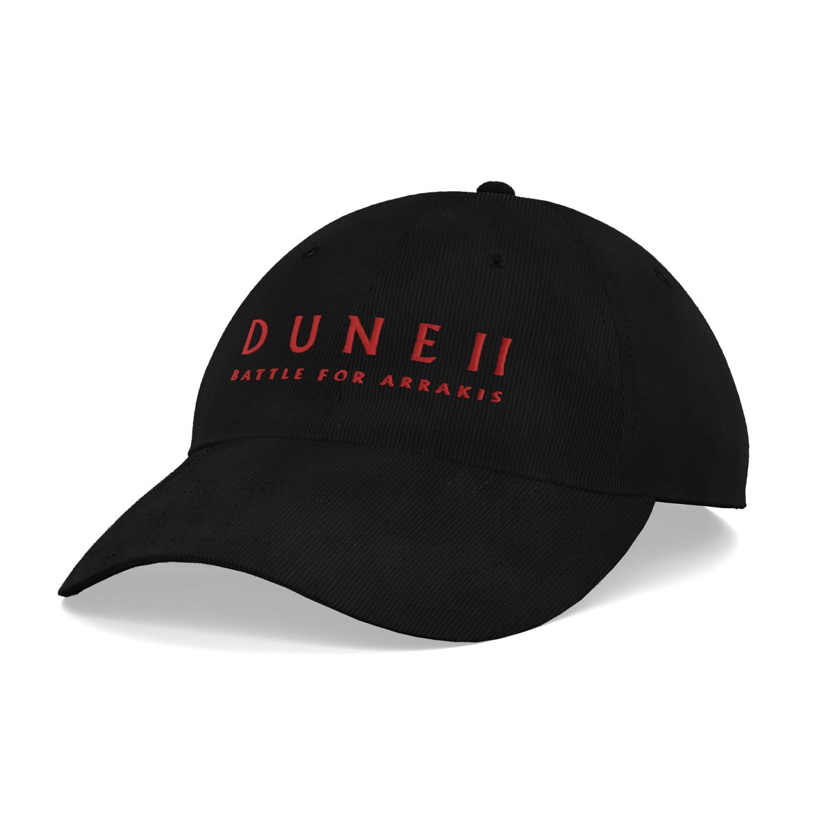 Dune II Battle for Arrakis Black Corduroy Cap – right angle view