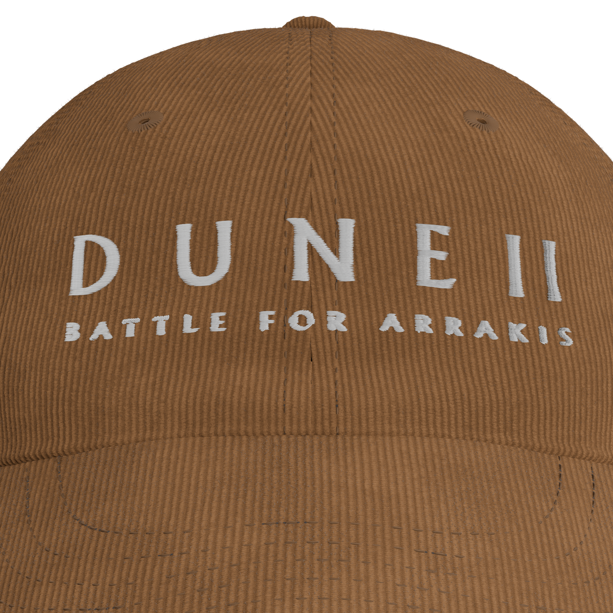 Dune II Battle for Arrakis Brown Corduroy Cap – embroidery detail