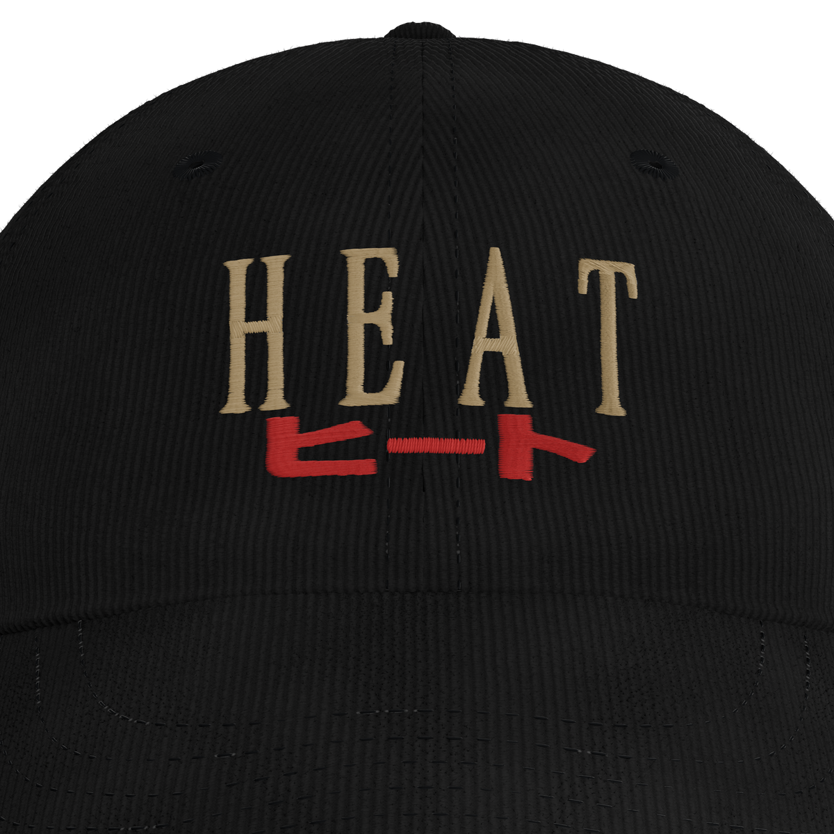 Heat Japanese Poster Corduroy Cap – embroidery detail