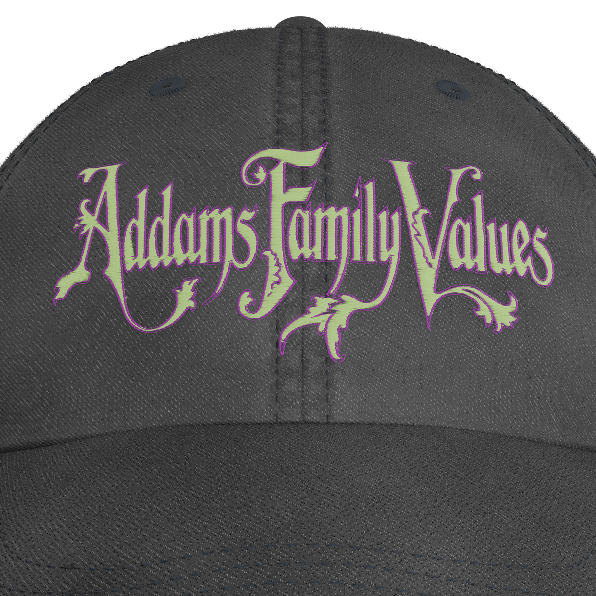 Addams Family Values Cap – embroidery detail